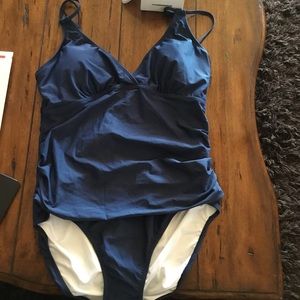 Blue XXL SWIMSUIT ~ ROUCHED for slimming effect, new with tags